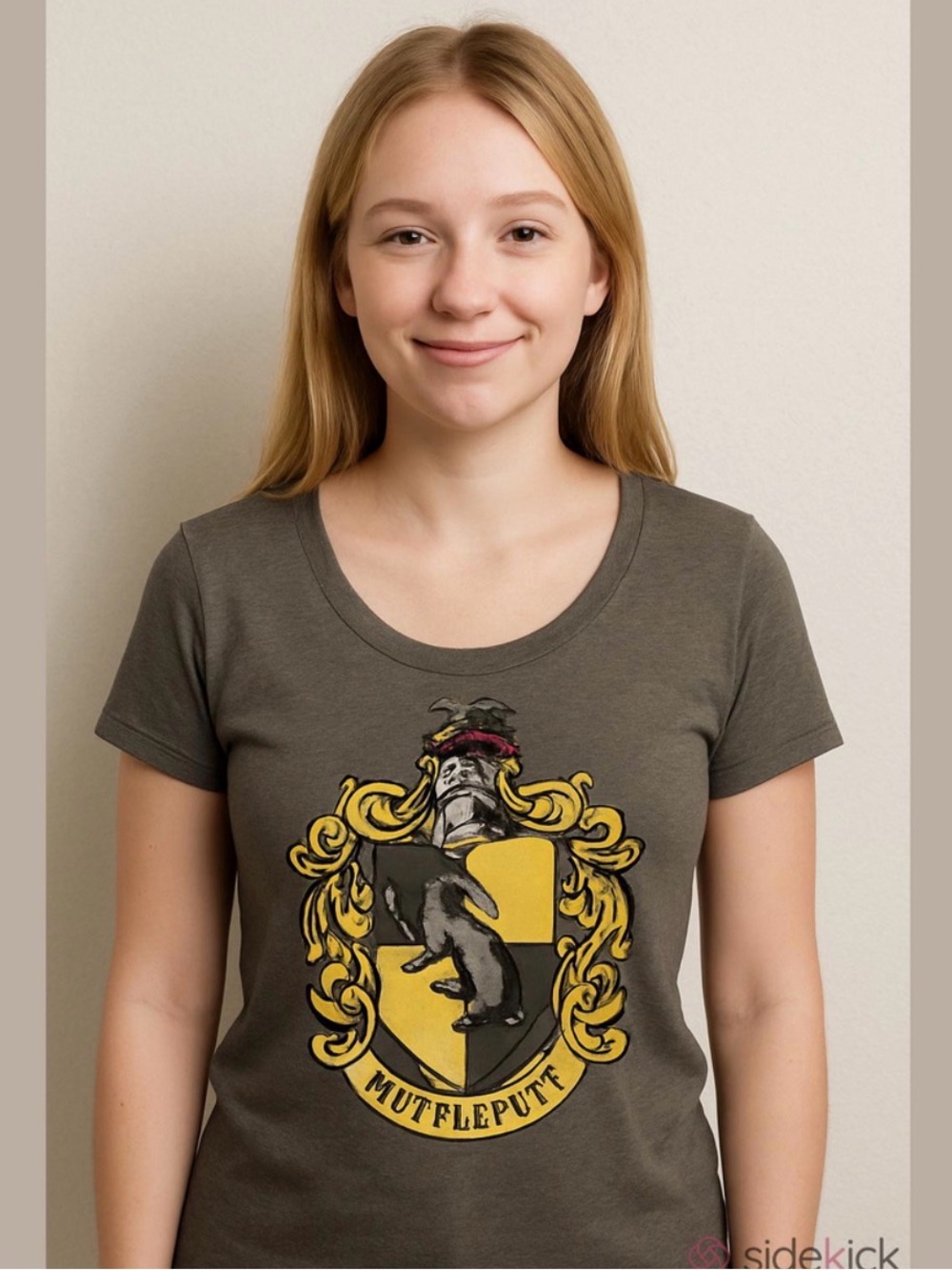 Torrid Harry Potter Shirt 1X Hufflepuff Graphic Tee Grey Yellow Scoop Neck Plus
